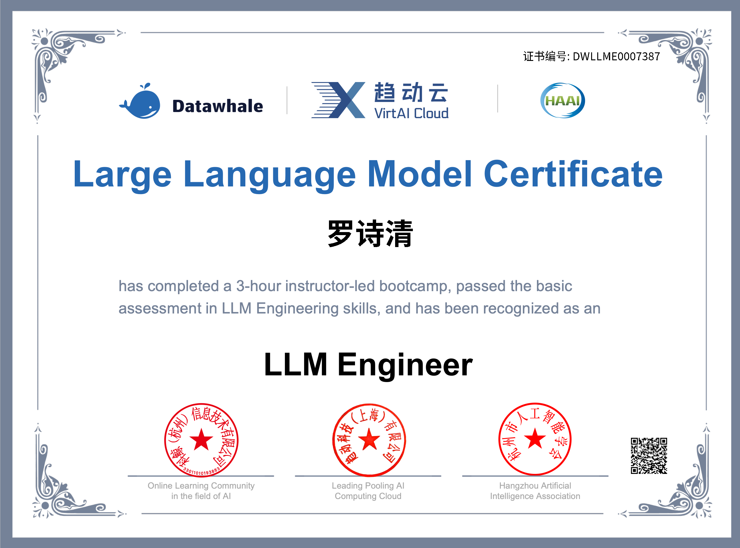 LLM Engineer（大语言模型工程师）证书